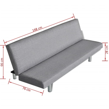 Sofa Bed Light Grey Polyester - Image 6