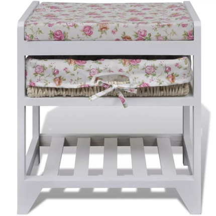 Storage Bench with Shoe Rack and Storage Basket Wood - Image 2