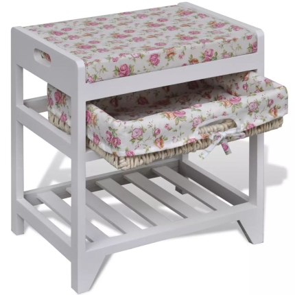 Storage Bench with Shoe Rack and Storage Basket Wood - Image 3