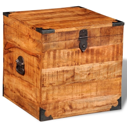 Storage Chest Cubic Rough Mango Wood - Image 4