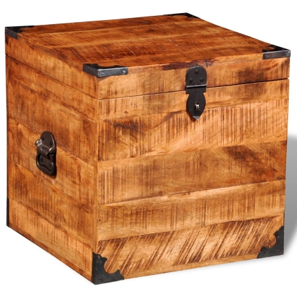 Storage Chest Cubic Rough Mango Wood - Image 5