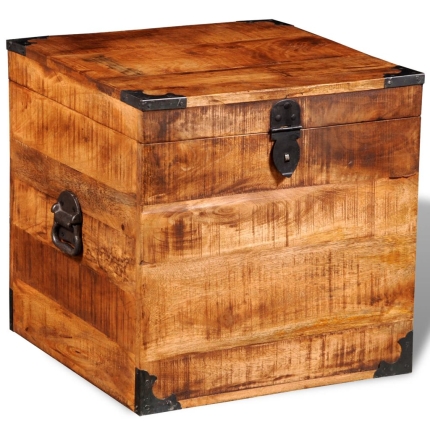 Storage Chest Cubic Rough Mango Wood - Image 6