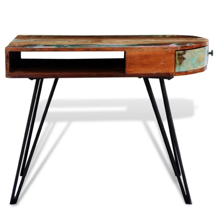Reclaimed Solid Wood Desk with Iron Pin Legs - Image 6