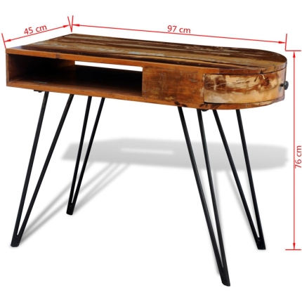 Reclaimed Solid Wood Desk with Iron Pin Legs - Image 8