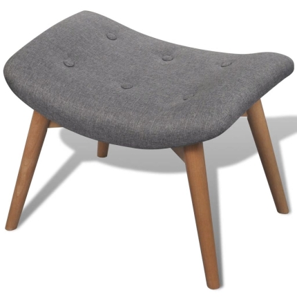 Armchair with Footstool Grey Fabric - Image 4