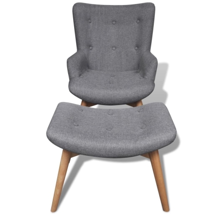 Armchair with Footstool Grey Fabric - Image 5