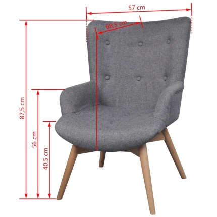 Armchair with Footstool Grey Fabric - Image 6