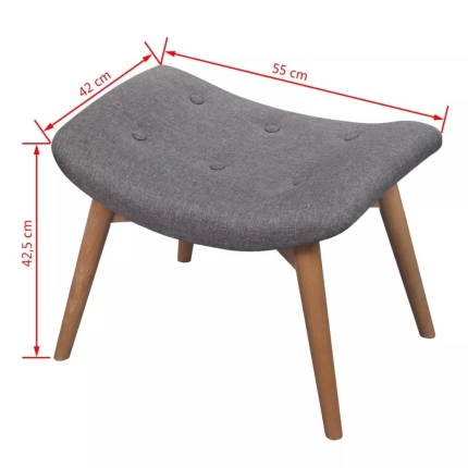 Armchair with Footstool Grey Fabric - Image 7