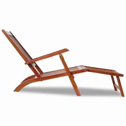 Outdoor Deck Chair with Footrest Solid Acacia Wood - Image 3