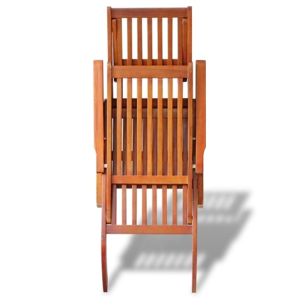 Outdoor Deck Chair with Footrest Solid Acacia Wood - Image 4