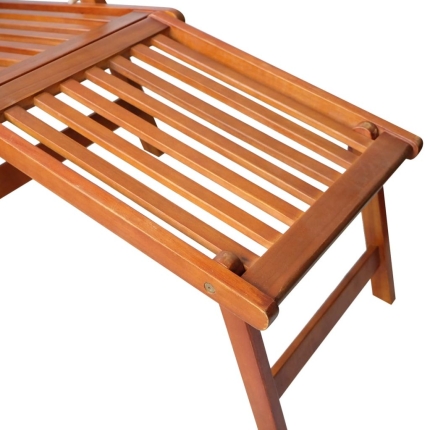 Outdoor Deck Chair with Footrest Solid Acacia Wood - Image 5