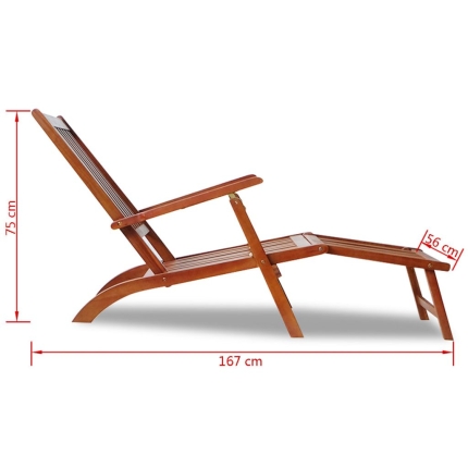 Outdoor Deck Chair with Footrest Solid Acacia Wood - Image 7