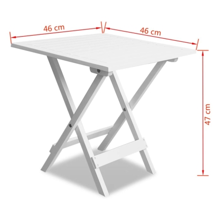 Bistro Table White 46x46x47 cm Solid Acacia Wood - Image 5
