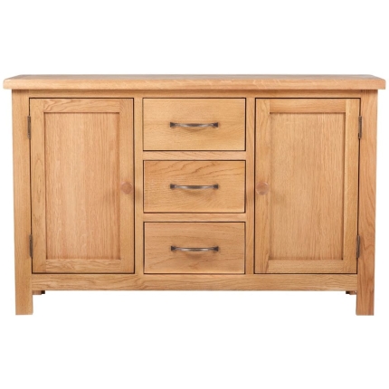 Sideboard with 3 Drawers 110x33,5x70 cm Solid Oak Wood - Image 2