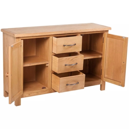Sideboard with 3 Drawers 110x33,5x70 cm Solid Oak Wood - Image 3