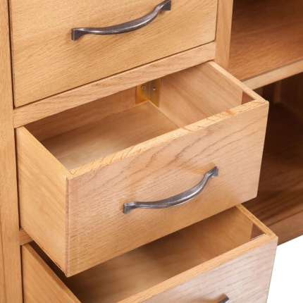 Sideboard with 3 Drawers 110x33,5x70 cm Solid Oak Wood - Image 4