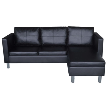 Sectional Sofa 3-Seater Artificial Leather Black - Image 5