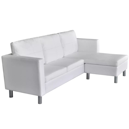 Sectional Sofa 3-Seater Artificial Leather White - Image 4