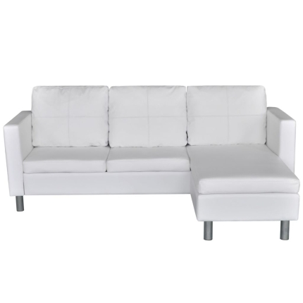 Sectional Sofa 3-Seater Artificial Leather White - Image 5