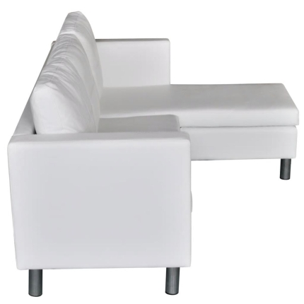 Sectional Sofa 3-Seater Artificial Leather White - Image 6