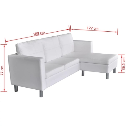 Sectional Sofa 3-Seater Artificial Leather White - Image 9