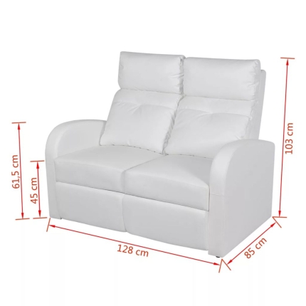 Recliner 2-seat Artificial Leather White - Image 7