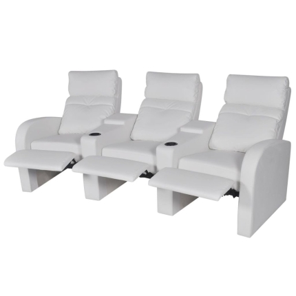 Recliner 3-seat Artificial Leather White - Image 3