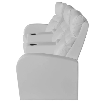 Recliner 3-seat Artificial Leather White - Image 4