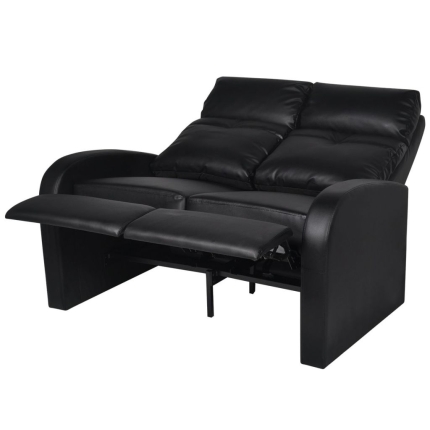 Recliner 2-seat Artificial Leather Black - Image 4