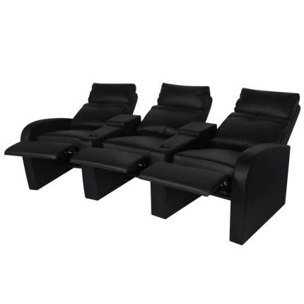 Recliner 3-seat Artificial Leather Black - Image 3