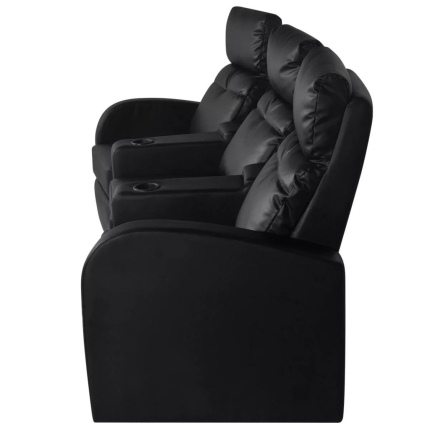 Recliner 3-seat Artificial Leather Black - Image 4