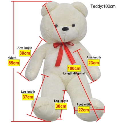 XXL Soft Plush Teddy Bear Toy White 100 cm - Image 5