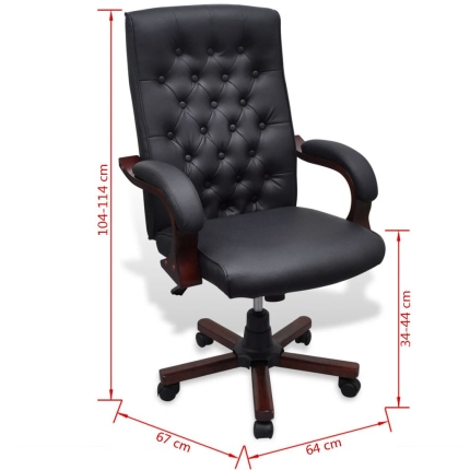 Chesterfield Office Chair Artificial Leather Black - Image 7