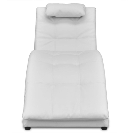 Chaise Longue with Pillow White Faux Leather - Image 3
