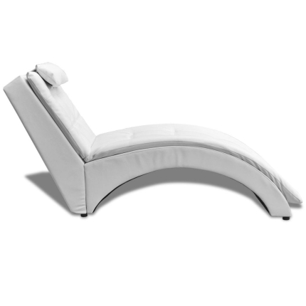 Chaise Longue with Pillow White Faux Leather - Image 4