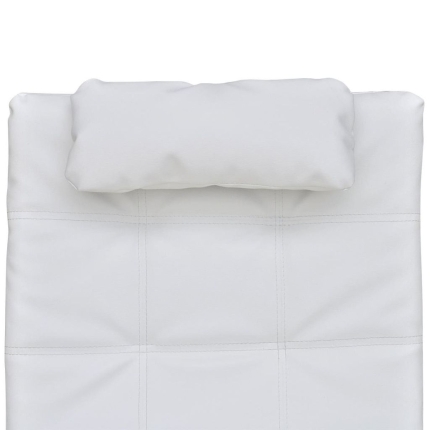 Chaise Longue with Pillow White Faux Leather - Image 5