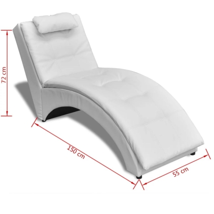 Chaise Longue with Pillow White Faux Leather - Image 6