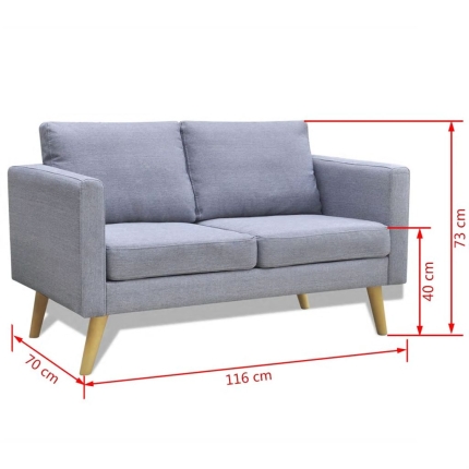 Sofa 2-Seater Fabric Light Grey - Image 4