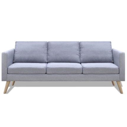 Sofa 3-Seater Fabric Light Grey - Image 2