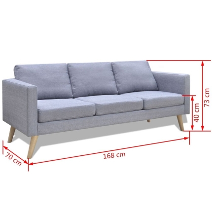 Sofa 3-Seater Fabric Light Grey - Image 5