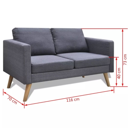 Sofa 2-Seater Fabric Dark Grey - Image 5