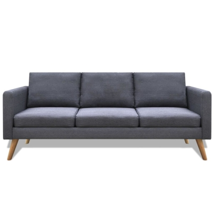Sofa 3-Seater Fabric Dark Grey - Image 2