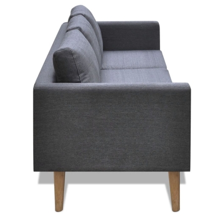 Sofa 3-Seater Fabric Dark Grey - Image 3