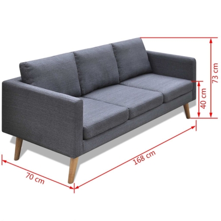 Sofa 3-Seater Fabric Dark Grey - Image 5