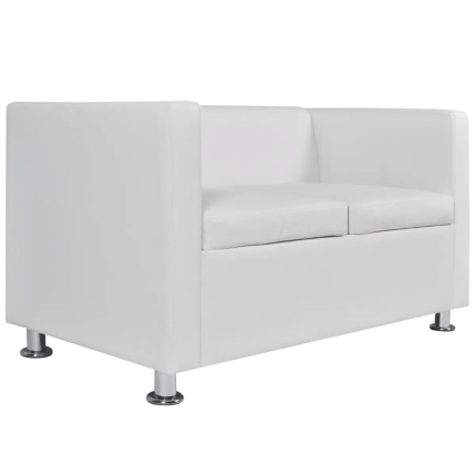 Sofa 2-Seater Artificial Leather White - Image 4