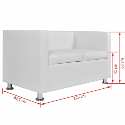 Sofa 2-Seater Artificial Leather White - Image 6