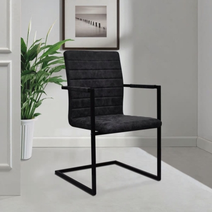 Dining Chairs 2 pcs Black Faux Leather - Image 2
