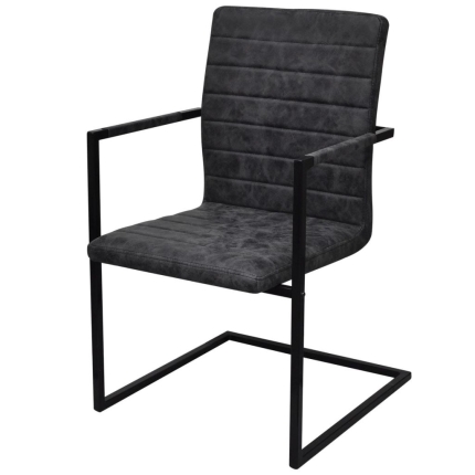Dining Chairs 2 pcs Black Faux Leather - Image 3