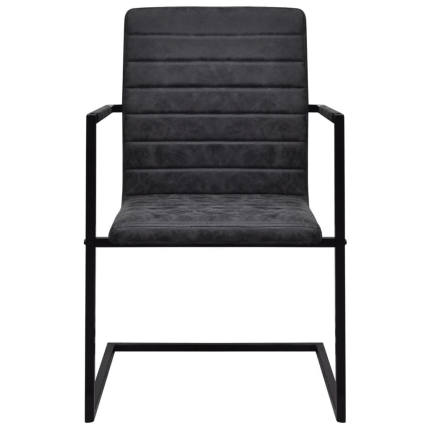 Dining Chairs 2 pcs Black Faux Leather - Image 4