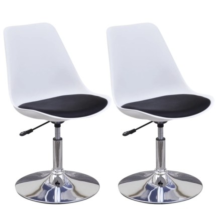 Swivel Dining Chairs 2 pcs White and Black Faux Leather - Image 2